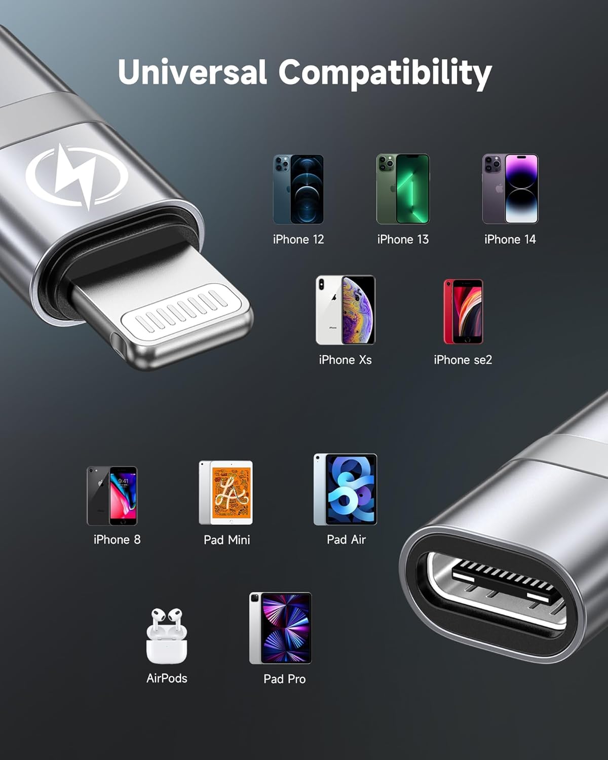Thumbnail 6 de RAVIAD 36W USB-C to Lightning Adapter (2-Pack) – Fast charging USB-C to iPhone Lightning lead converter
