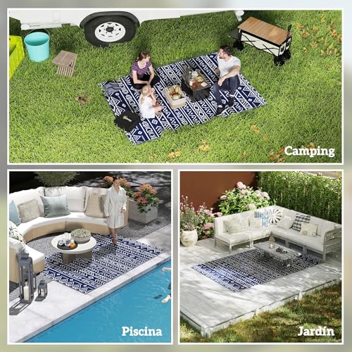Detalle de Outsunny Alfombra de Exterior 182x274 cm – Alfombra Reversible, Impermeable y con Bolsa de Transporte