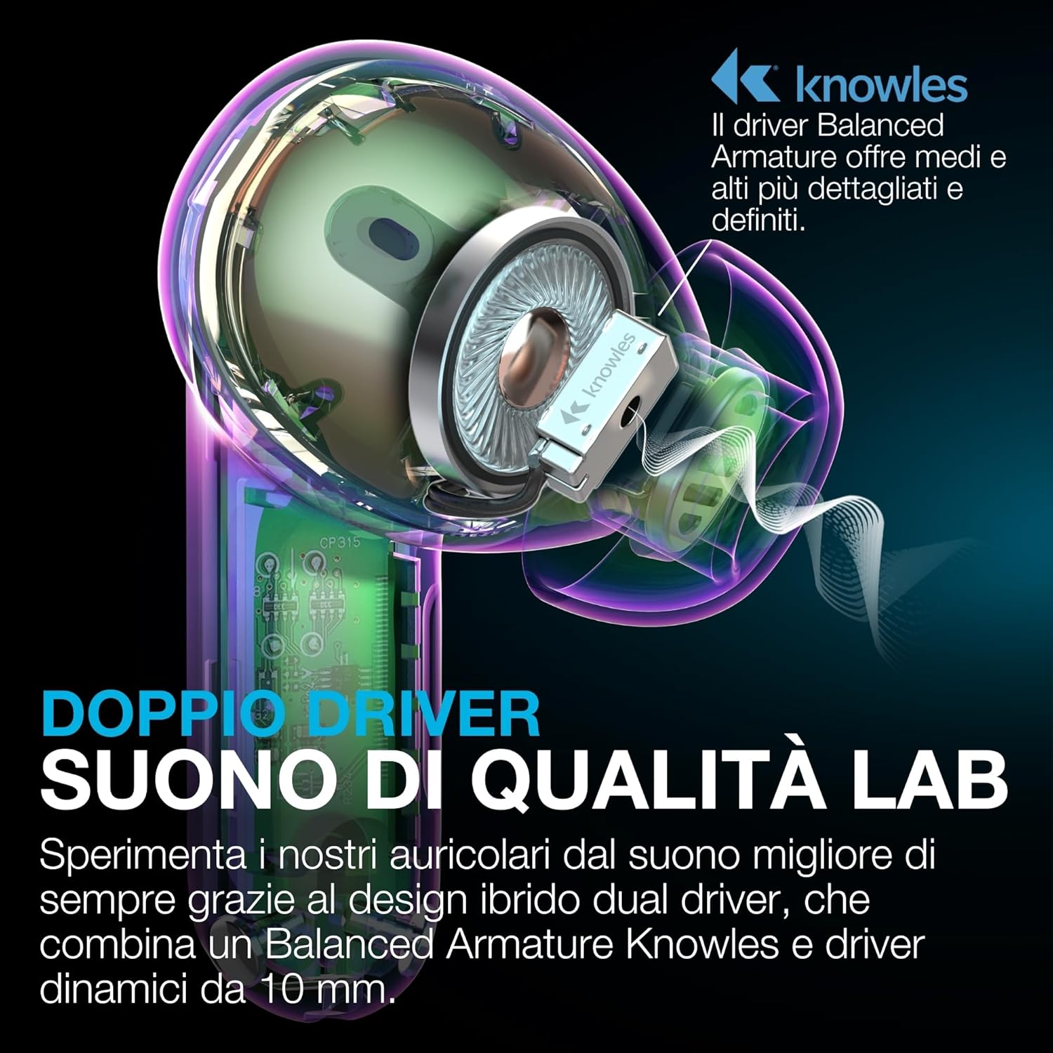 Thumbnail 5 de JLab Epic Pods ANC True Wireless con cancellazione attiva del rumore e audio hi-res dual driver (Nero)