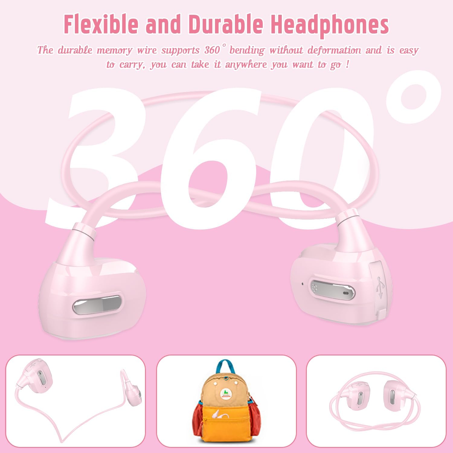 Detalle 2 de BANIGIPA Kids Headphones (Open-Ear Bluetooth 5.4) with Mic, 13g Ultra-Light