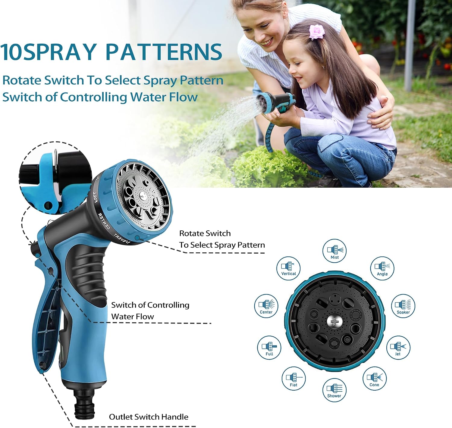 Thumbnail 6 de 200ft Expandable Garden Hose Pipe with 10-Function Spray Gun and 2-in-1 Quick Fittings