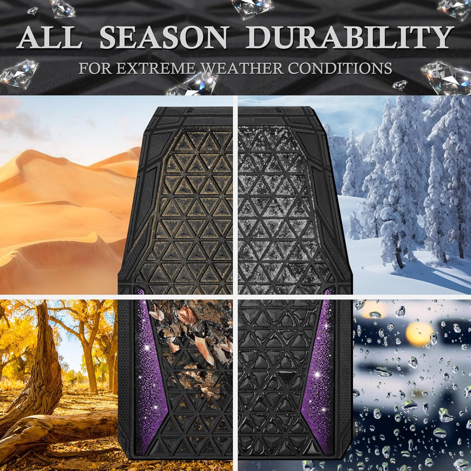Thumbnail 5 de CAR PASS Bling Rubber Car Mats 25.8"