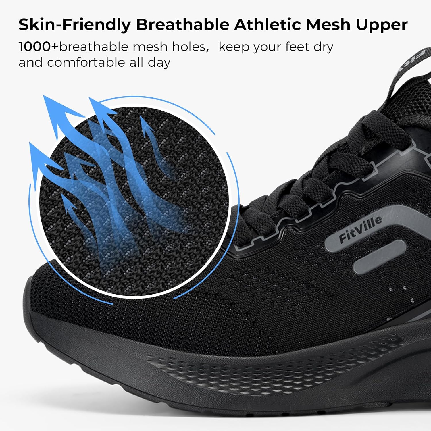 Thumbnail 4 de FitVille Wide Fit Trainers for Men with Arch Support – Lightweight, Breathable Road Running Shoes