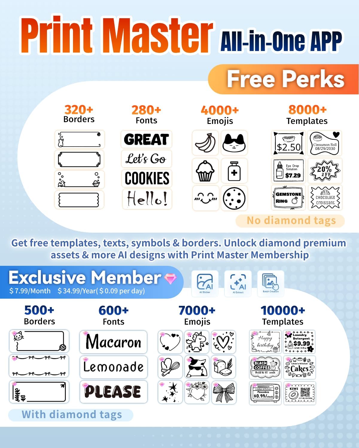 Thumbnail 6 de Ponek M100 Label Maker, Portable Bluetooth Thermal Printer, 203 DPI