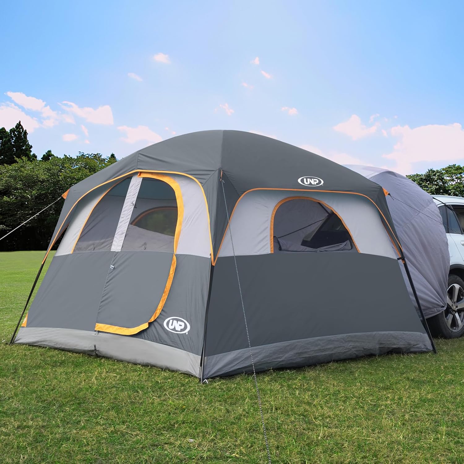 Detalle de UNP Heckzelt Auto SUV Zelt für Camping 6 Personen – 2 in 1, Einfacher Aufbau, 3,4 m × 2,9 m × 198 cm