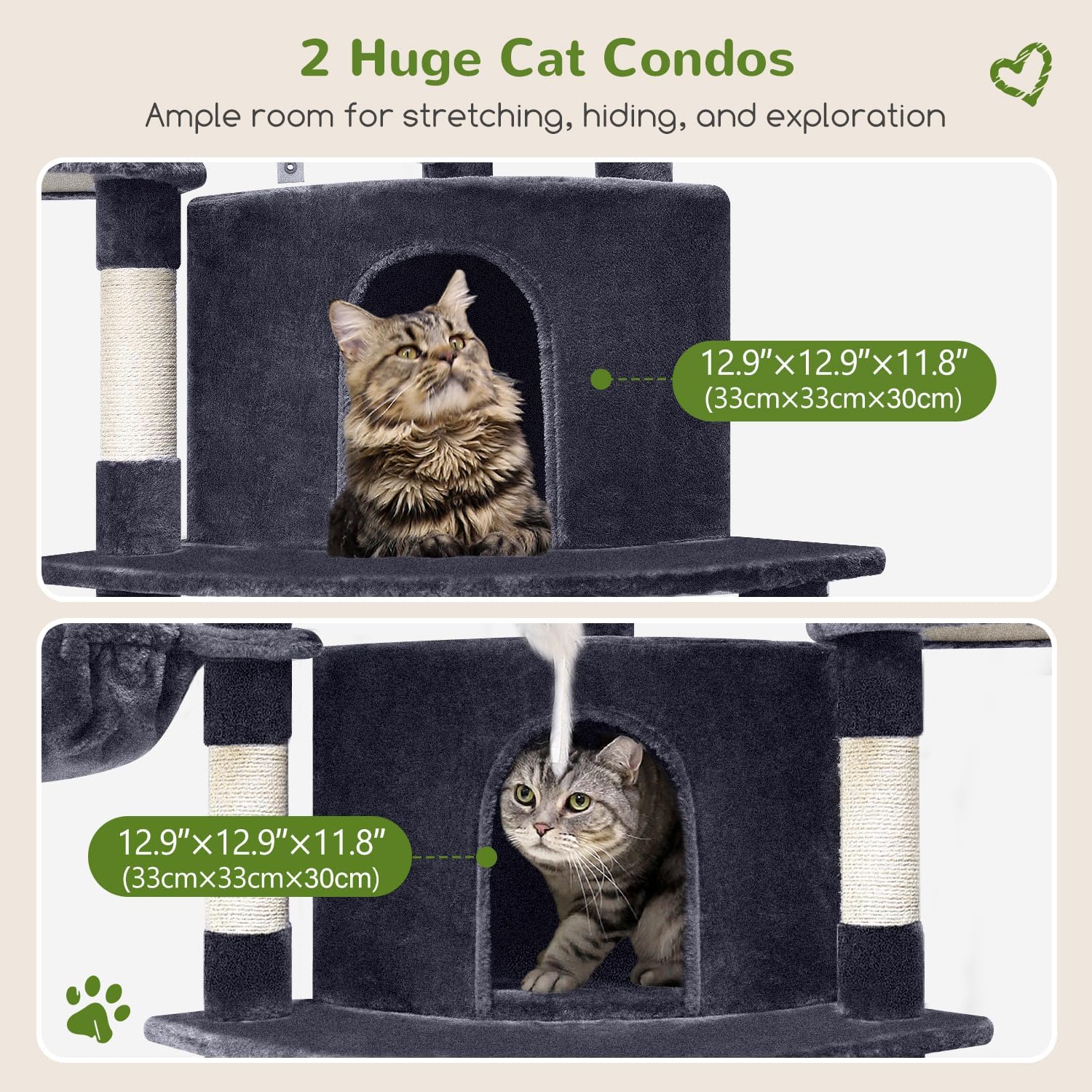 Detalle 2 de Globlazer C66 66-Inch Corner Cat Tree with Sisal Posts and Condos