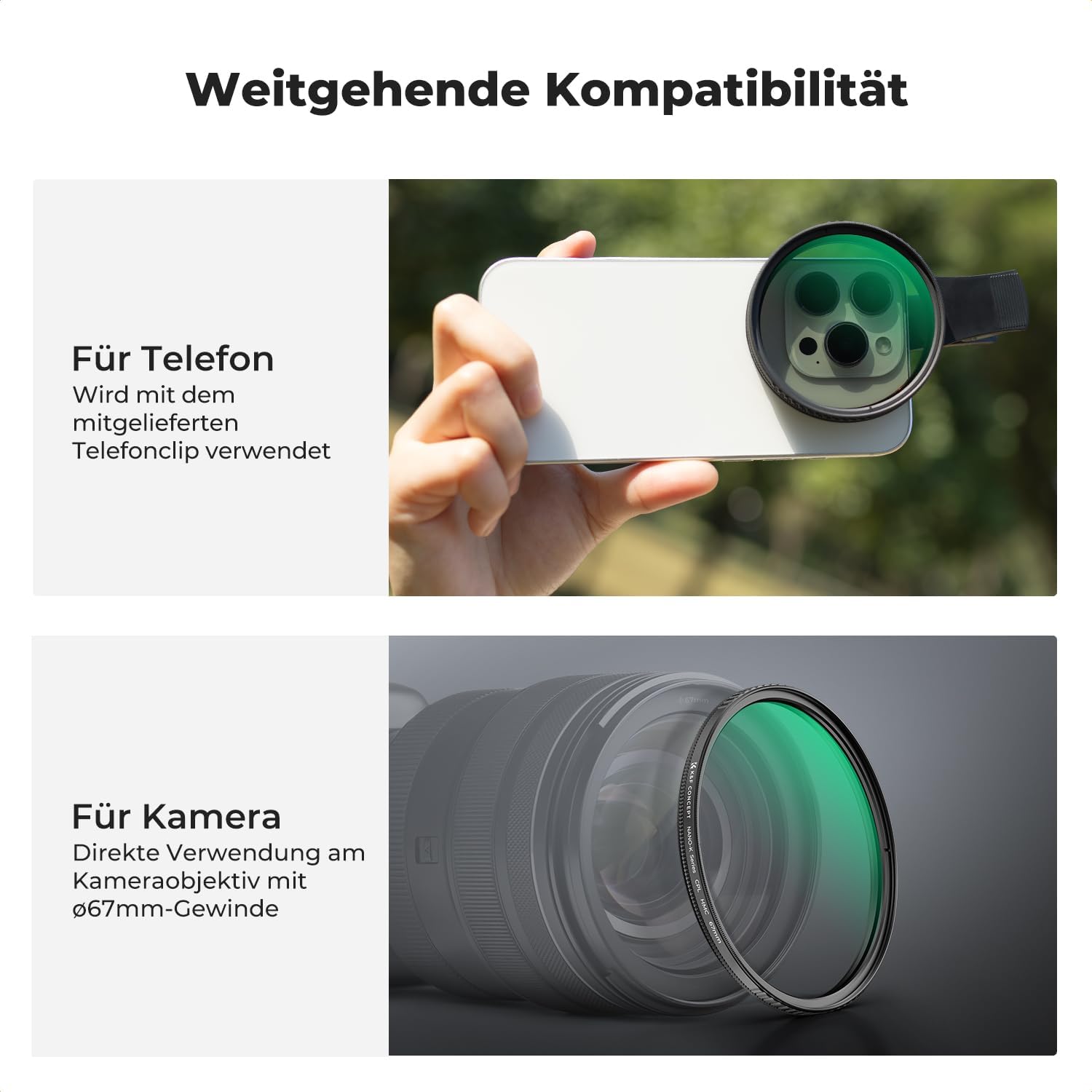 Thumbnail 5 de K&F CONCEPT K-Serie 67mm CPL Filter