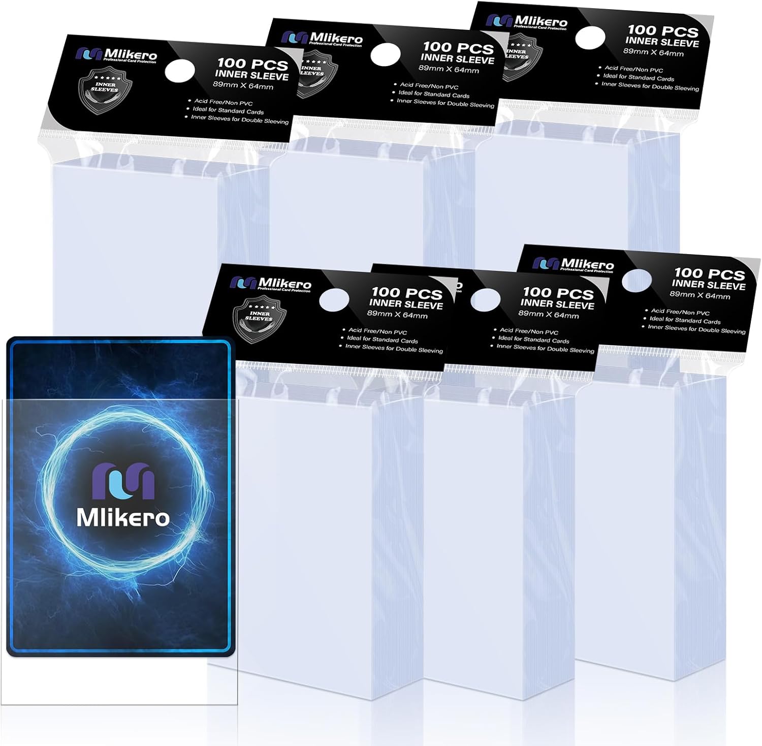 Detalle de Mlikero 600 Kartenhüllen für Doppelhüllen – Innenhüllen für 64 x 89 mm (MTG, TCG, Fußballkarten & Sportkarten)