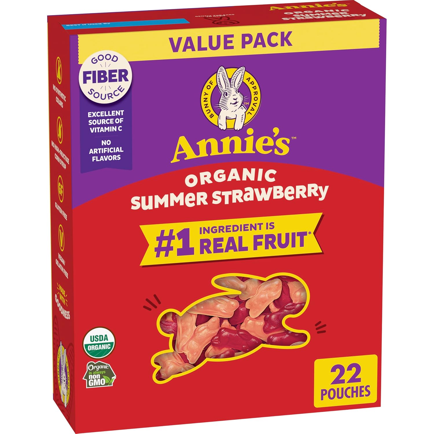 Detalle de Annie's 0013562127726 Organic Bunny Fruit Snacks, 22 Pouches