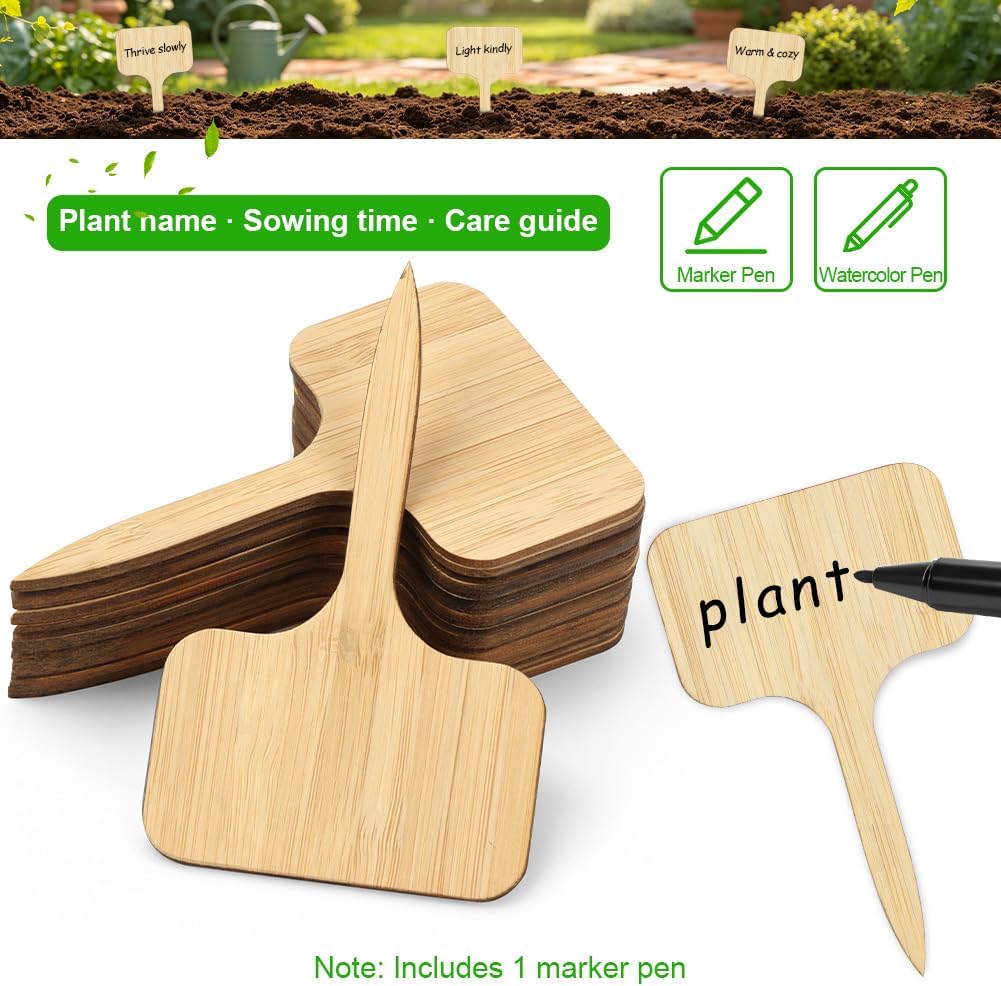 Thumbnail 4 de ANOMM 5850456 växtetiketter i bambu, T-formade, 40-pack med penna