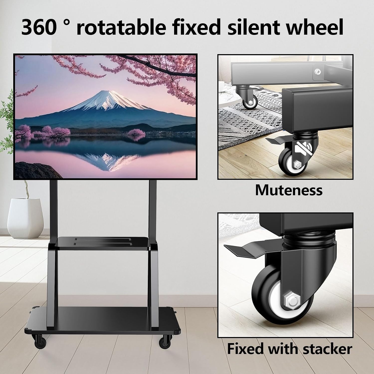 Detalle 2 de JXMTSPW Mobile TV stand 120kg VESA 900x600