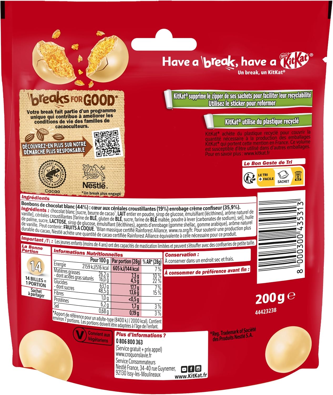 Thumbnail 1 de Lot de 2 KitKat Ball white 200 g : des billes chocolatées à partager, parfum vanille