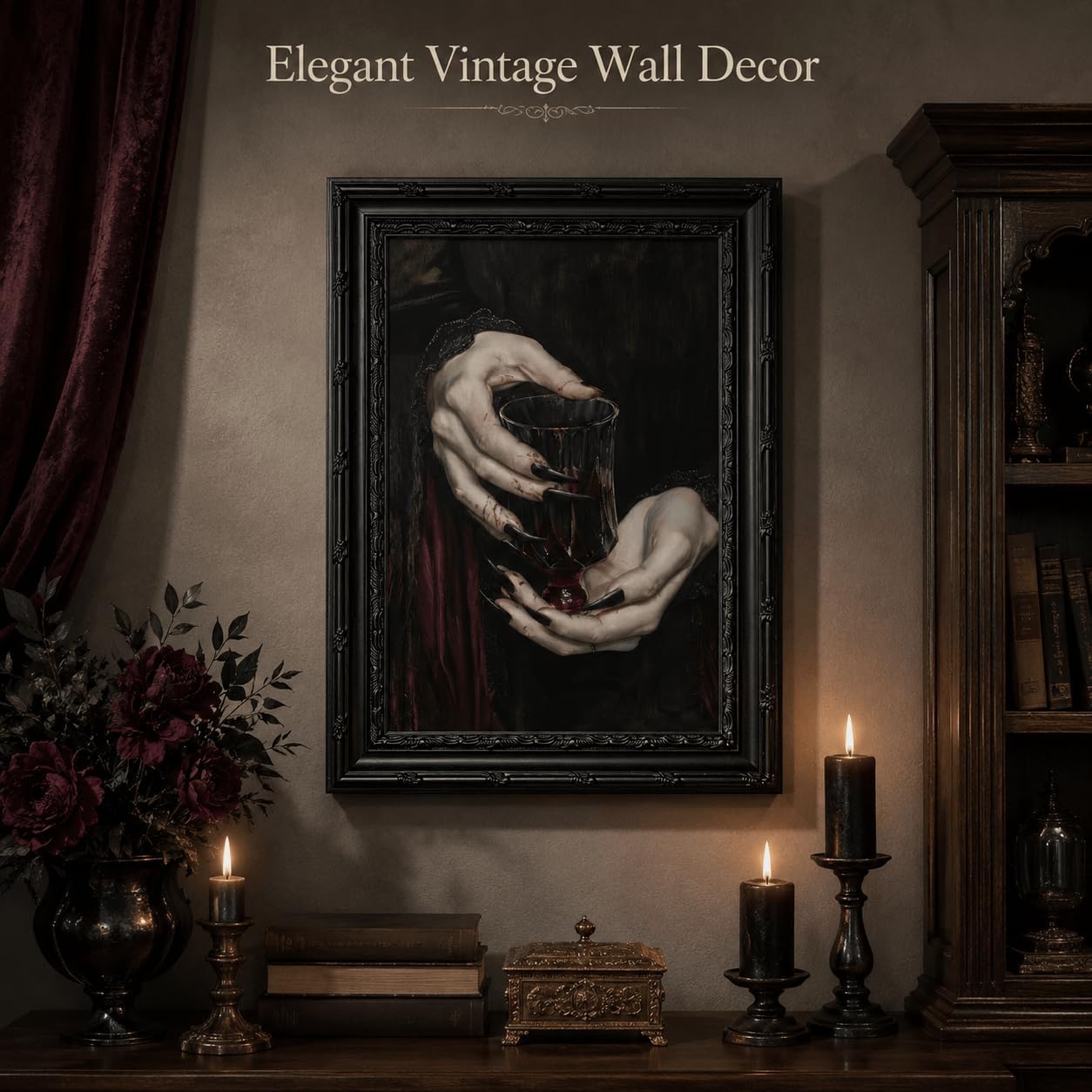 Detalle 2 de Black Framed Gothic Wall Art, 12x16 Inch