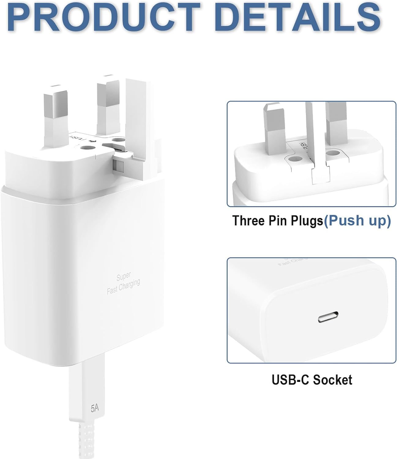 Detalle 2 de Gcstnn 45W Super Fast Charger with 5.9ft Type-C cable