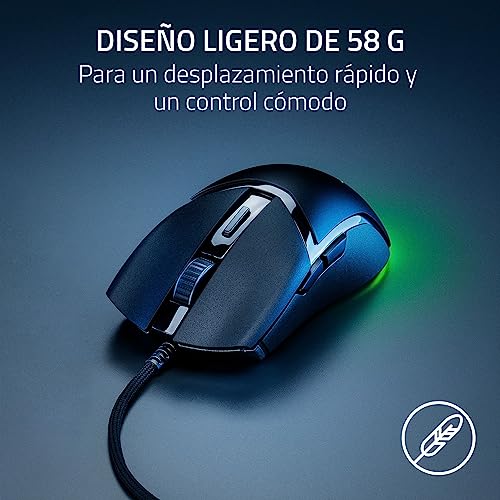 Detalle de Razer Cobra: ratón para juegos ligero con cable Speedflex y sensor óptico de 8500 DPI