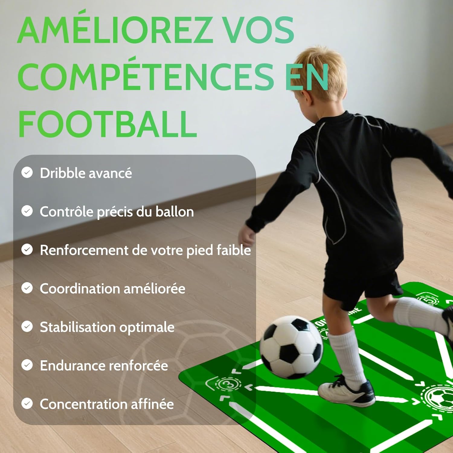 Thumbnail 3 de Tapis Foot Entrainement Avec Kick Entraîneur 90x60 cm – Kit d’entraînement football pour enfants