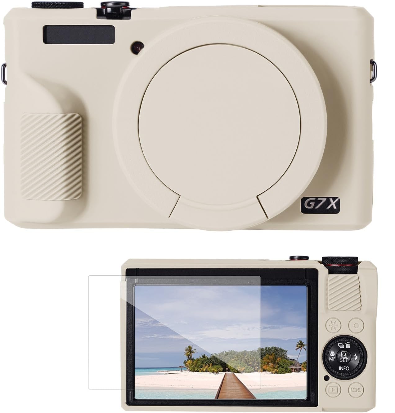 Detalle de K&F CONCEPT Coque de Protection en Silicone Pour Canon PowerShot G7X Mark III / G7X3 – Beige