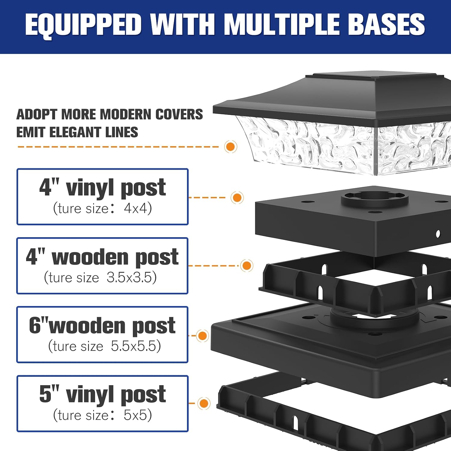 Detalle 2 de VOLISUN 21205ZM Solar Post Cap Lights, 6-Pack, Warm or Cool White
