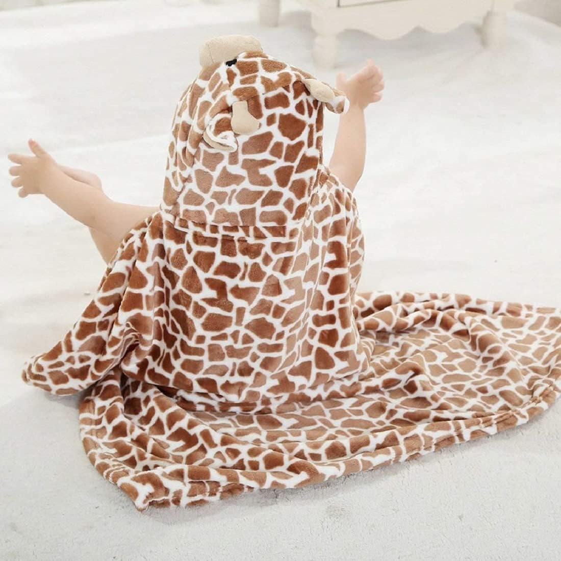 Thumbnail 3 de Gneliwm Hooded Baby Blanket Swaddle Wrap (coral fleece) – Brown