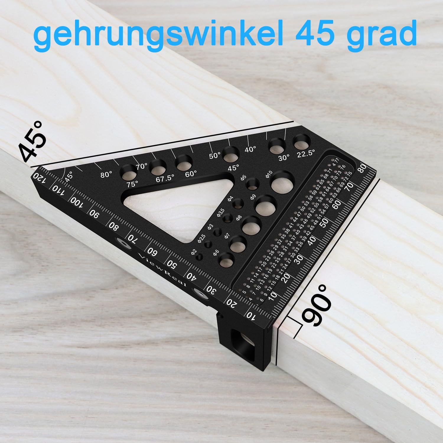 Thumbnail 4 de 3D-Gehrungswinkel Multifunktional 22.5-90° – Hochpräzises Aluminium-Layou t Entwicklungsmesser für Tischler und Ingenieure