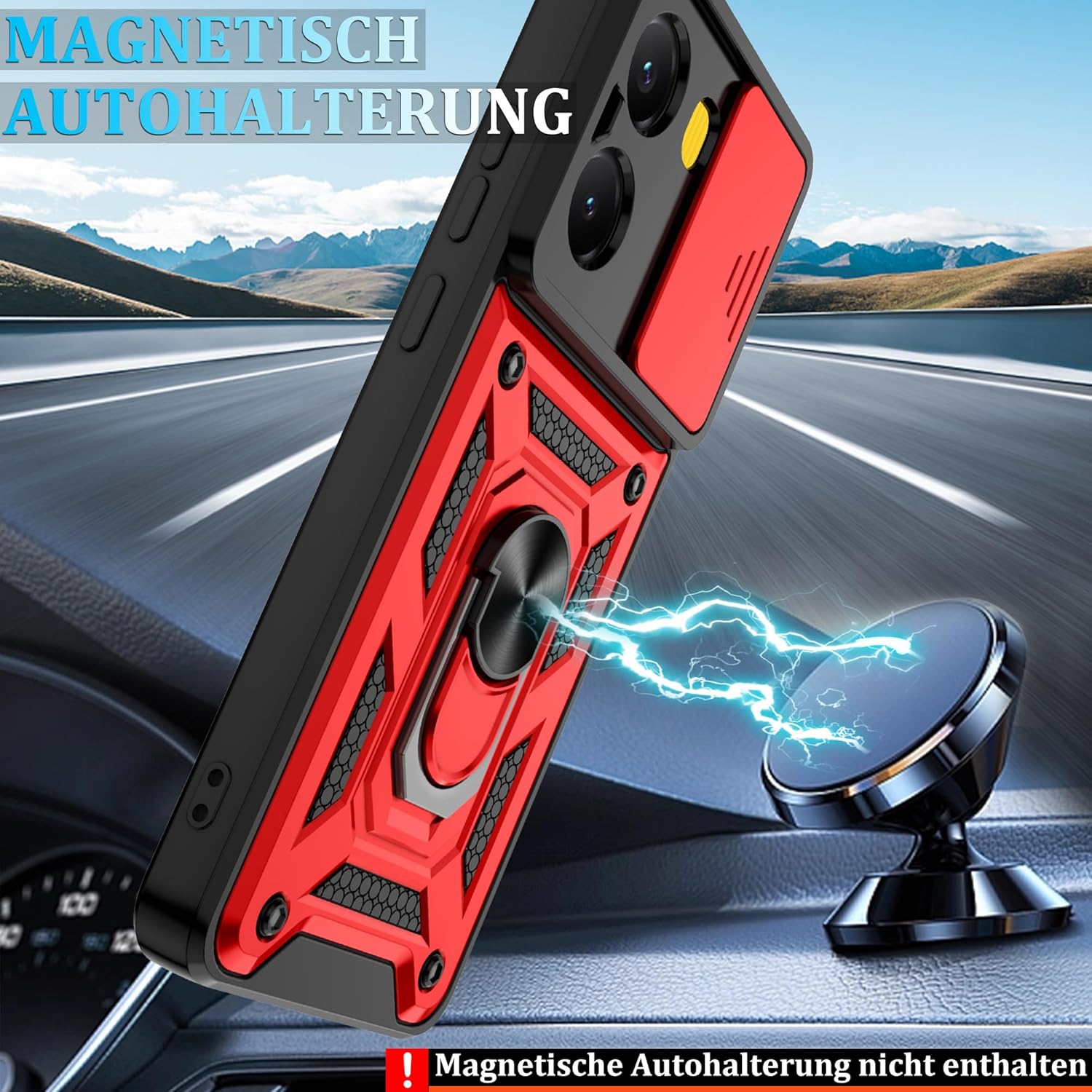 Thumbnail 4 de Jshru Hülle für Xiaomi Poco X7 Pro – 360° Stoßschutz mit Rotem Design, inkl. 2 Schutzfolien