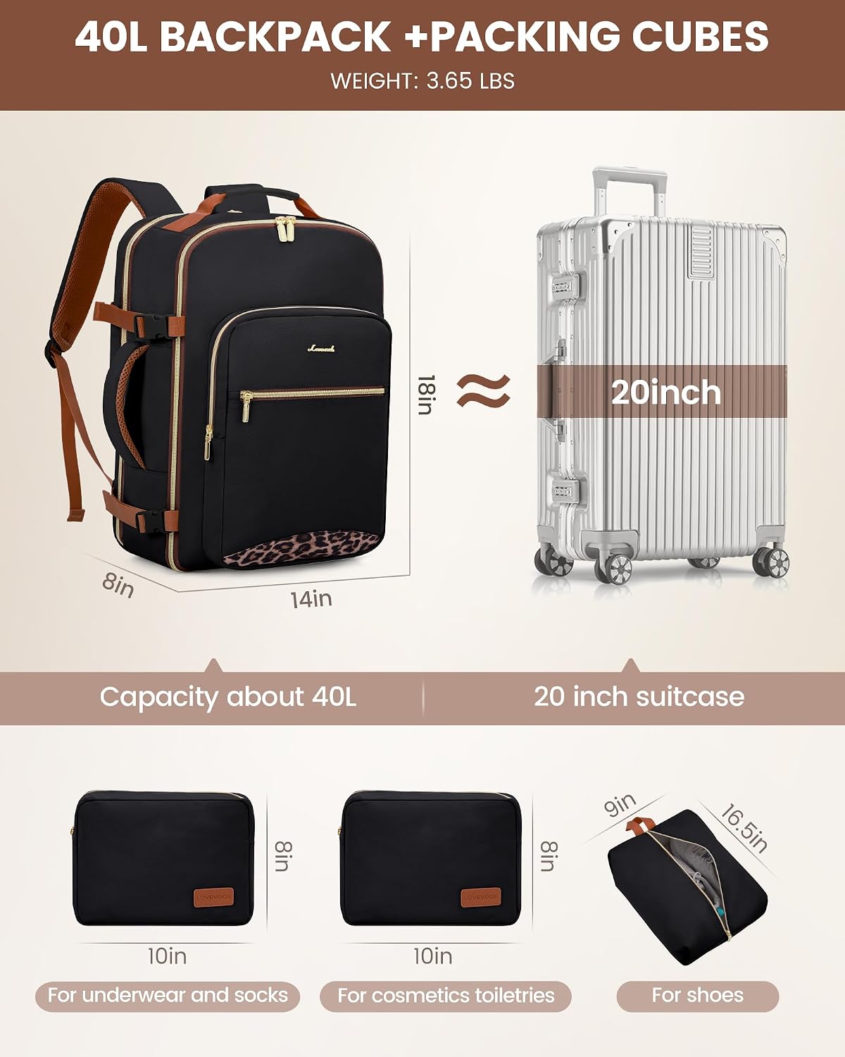 Thumbnail 4 de LOVEVOOK Travel Backpack 40L