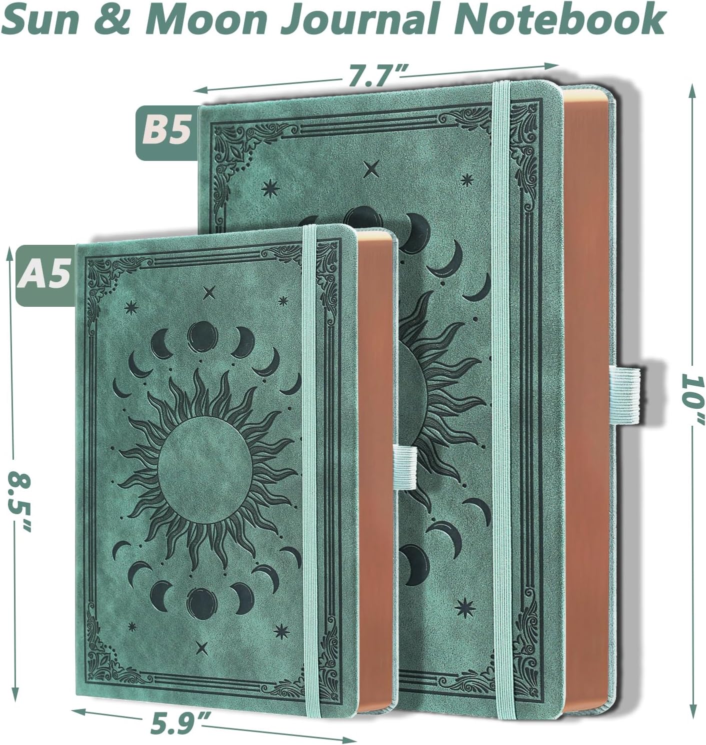 Thumbnail 6 de HwxBen B5 hardcover journal with pen & vintage sun & moon design (360 pages)