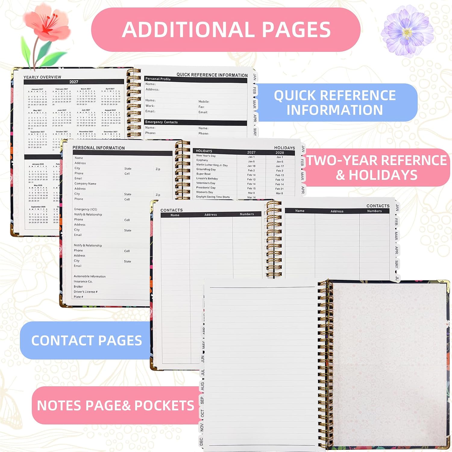 Detalle 2 de SOVYEN 2027 A5 Planner with Monthly Tabs, Weekly Layouts and Spiral Binding