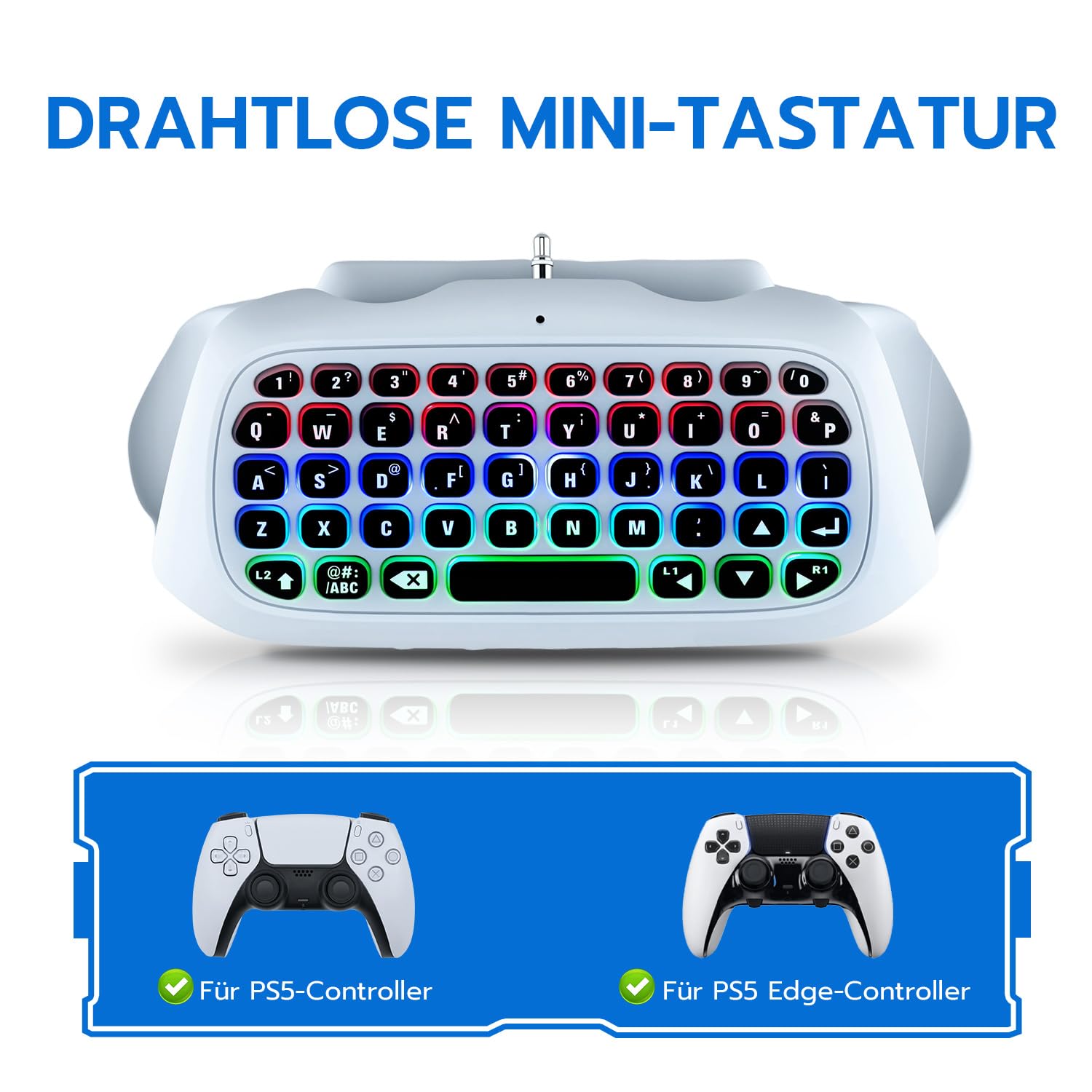 Thumbnail 4 de Mcbazel kabellose Tastatur für PS5/PS5 Edge Controller mit Bluetooth 3.0, Lautsprecher & 3,5-mm-Audioanschluss
