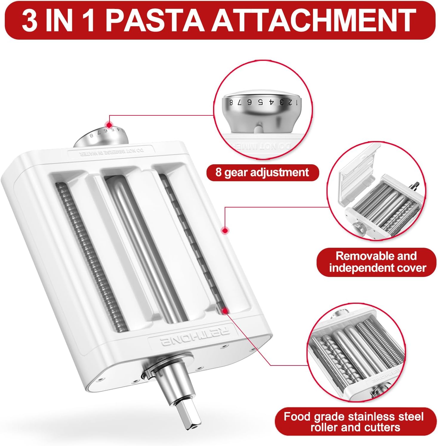 Detalle 2 de RETHONE Pasta Maker Attachment, 3-in-1