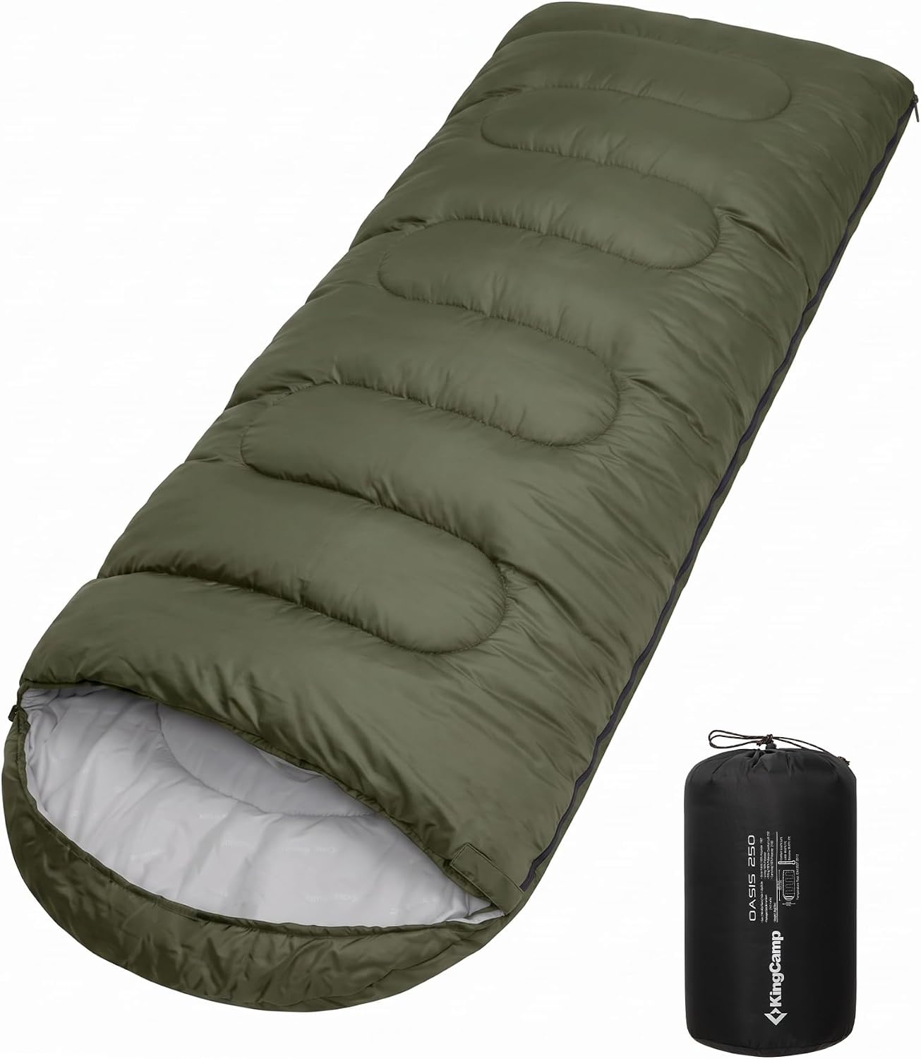 Detalle de KingCamp Camping Sommerschlafsack für Kinder & Erwachsene – kompakt, 3-Jahreszeiten, Deckenschlafsack integrierbar