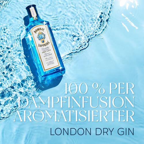 Detalle de Bombay Sapphire London Dry Gin – Dampfinfusion mit 10 handverlesenen Botanicals, 40% vol., 700 ml