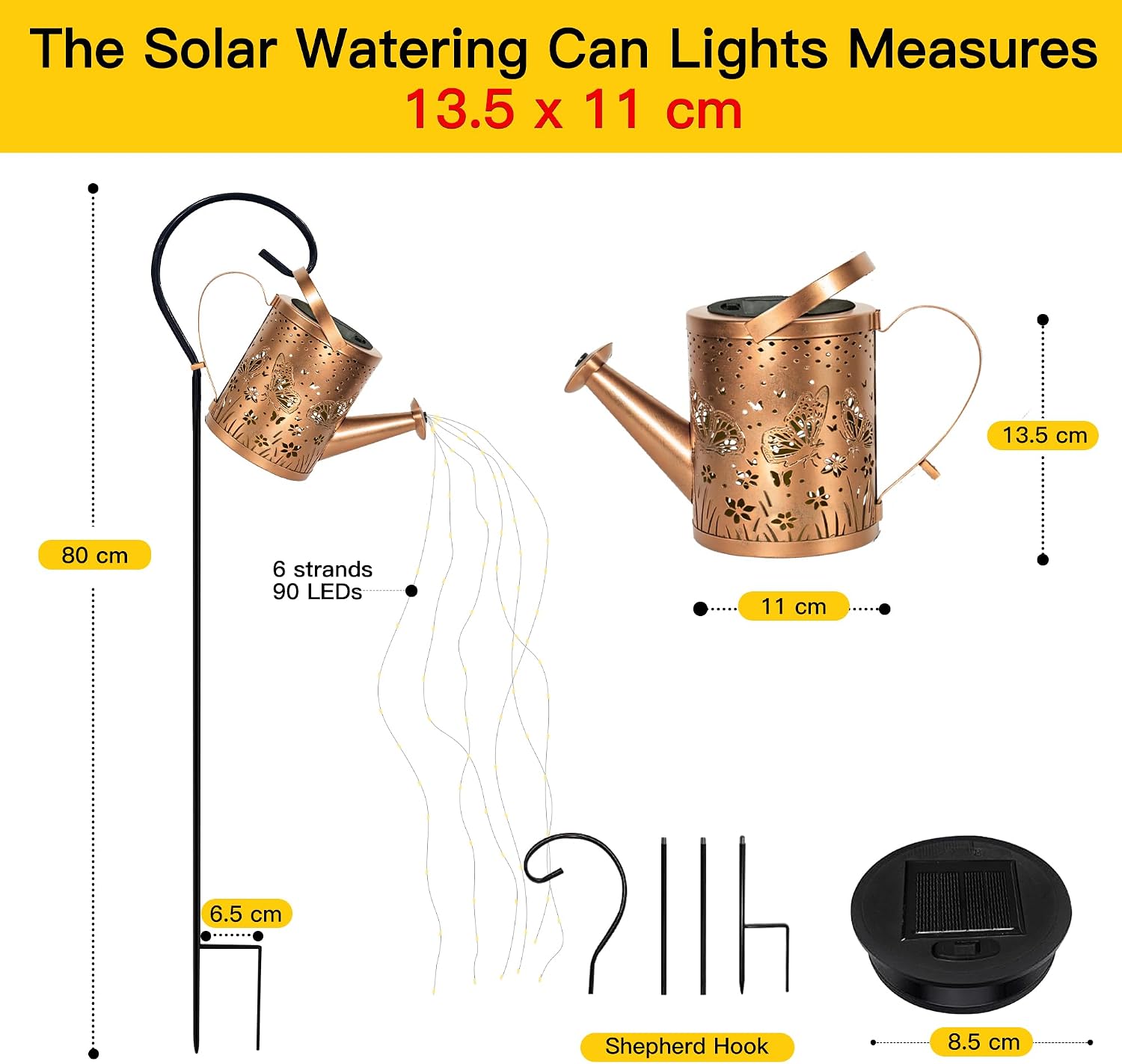 Detalle de Ollny Solar Watering Can with Cascading Lights (LED string lights) – Waterproof outdoor garden lantern decor