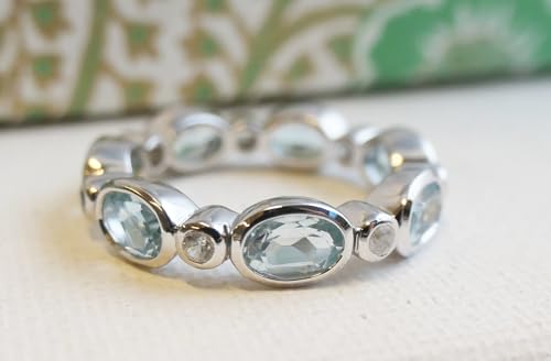 Detalle de Blautopas und Zircon Ring von Sophia Rose Jewellery, US Größe 6 (Durchmesser 16,5 mm)