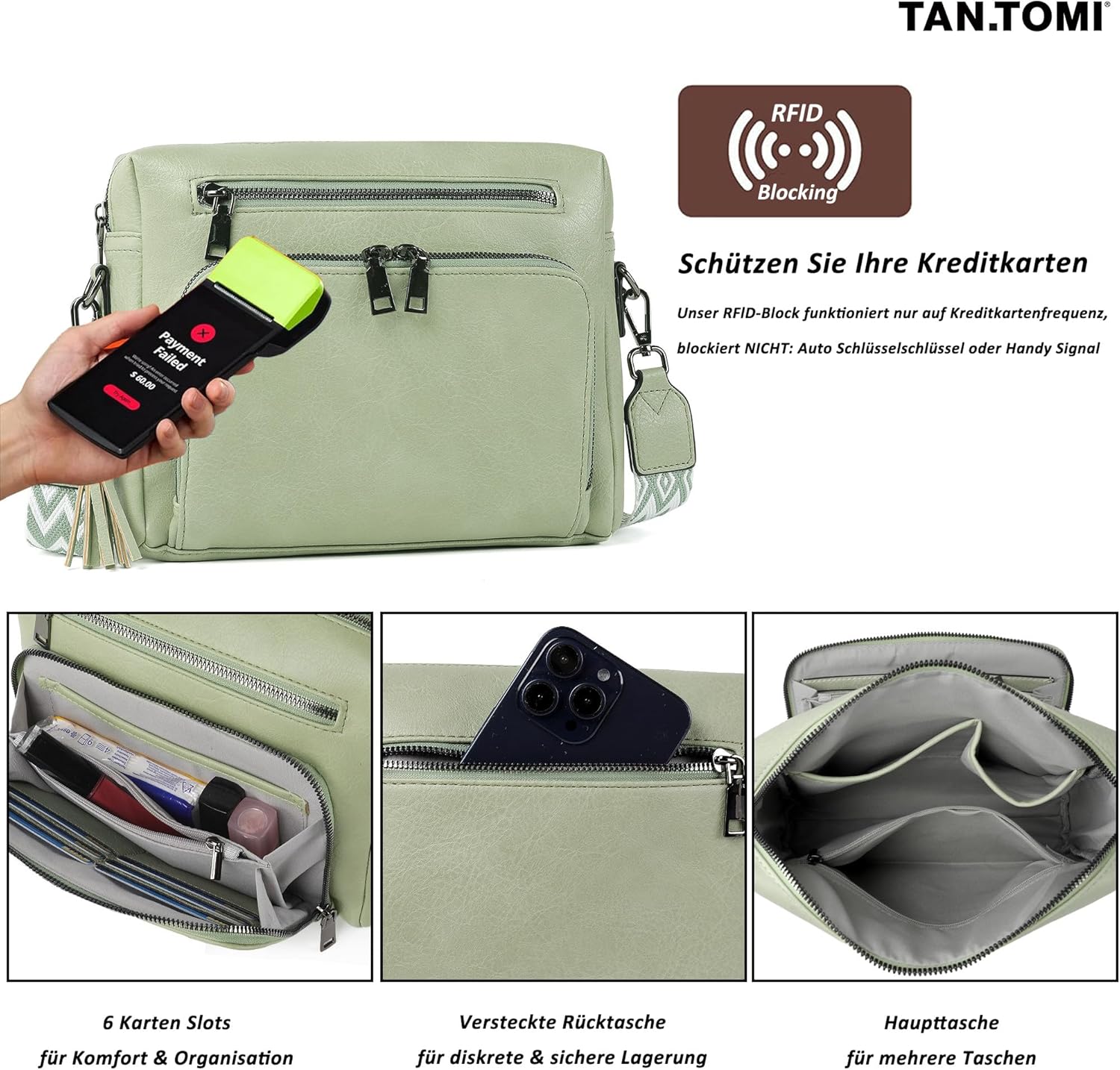 Thumbnail 3 de TANTOMI Umhängetasche Damen – Crossbody Bag mit verstellbarem Abnehmbar Schultergurt