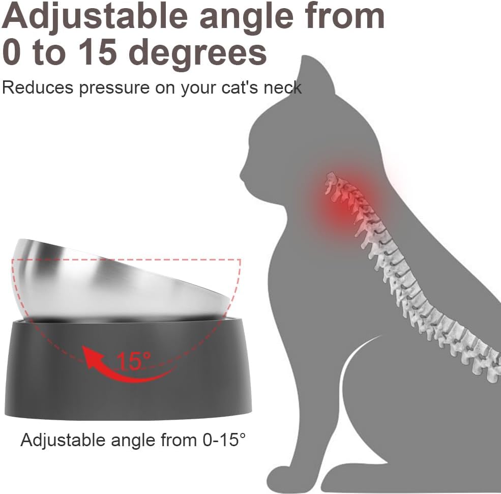 Thumbnail 4 de Alaoo Tilted Cat Bowls with Stand: Double Stainless Steel Feeding Station