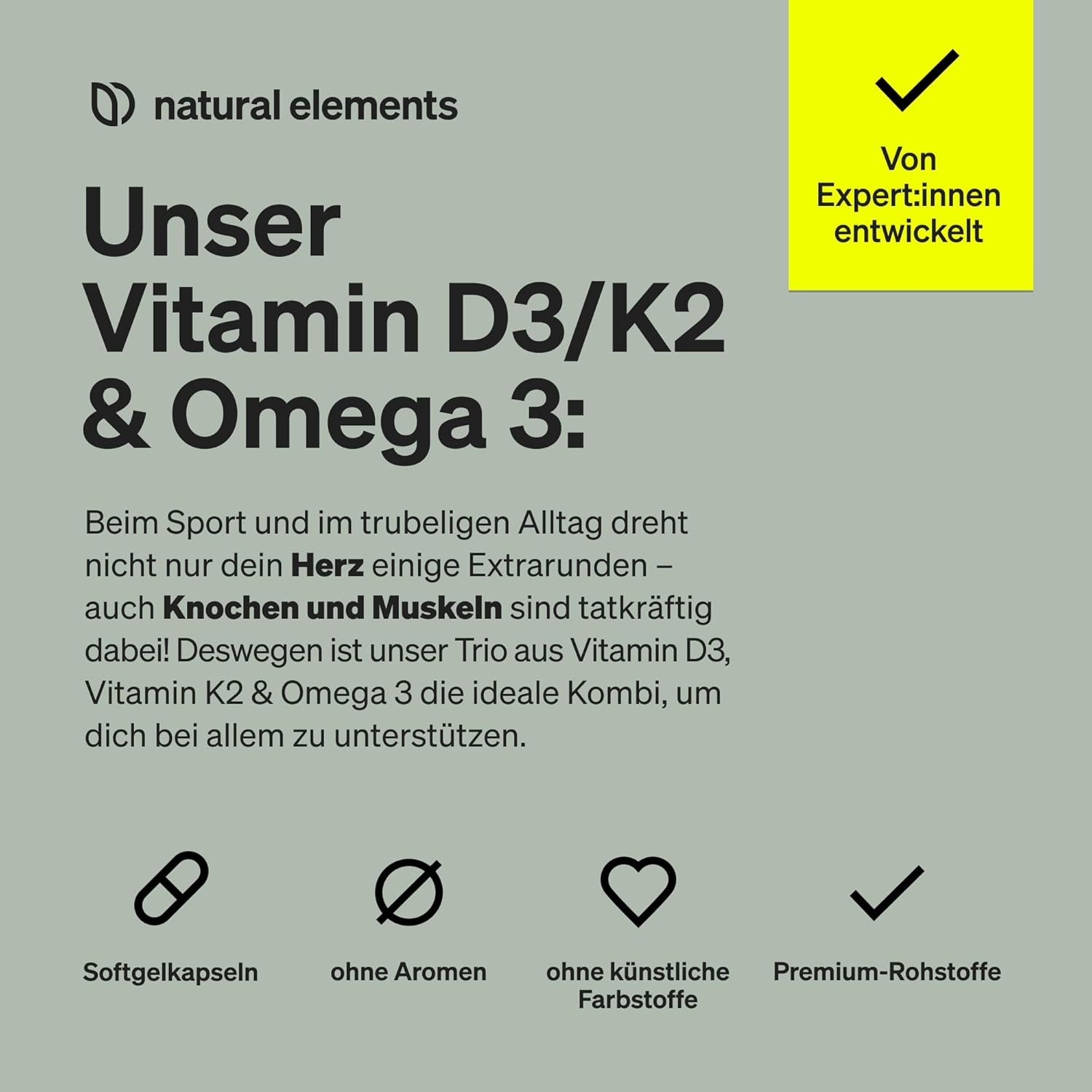 Detalle de natural elements Vitamin D3 K2 Omega‑3 — Nahrungsergänzungsmittel
