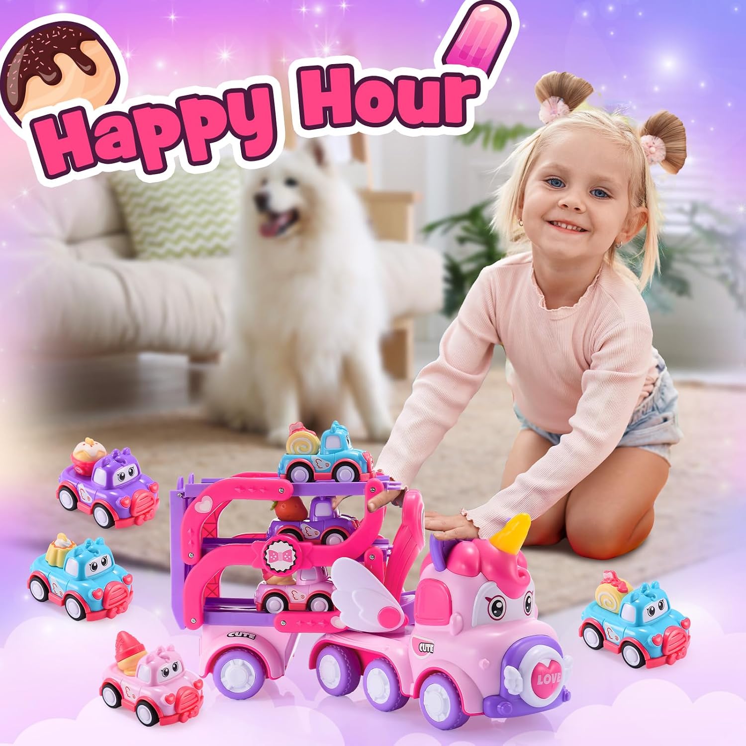 Thumbnail 1 de EUTOYZ 7-in-1 Toddler Car Toy with Unicorn Track (28.3 in) – Safe, Foldable Play for 1–3 Year Olds