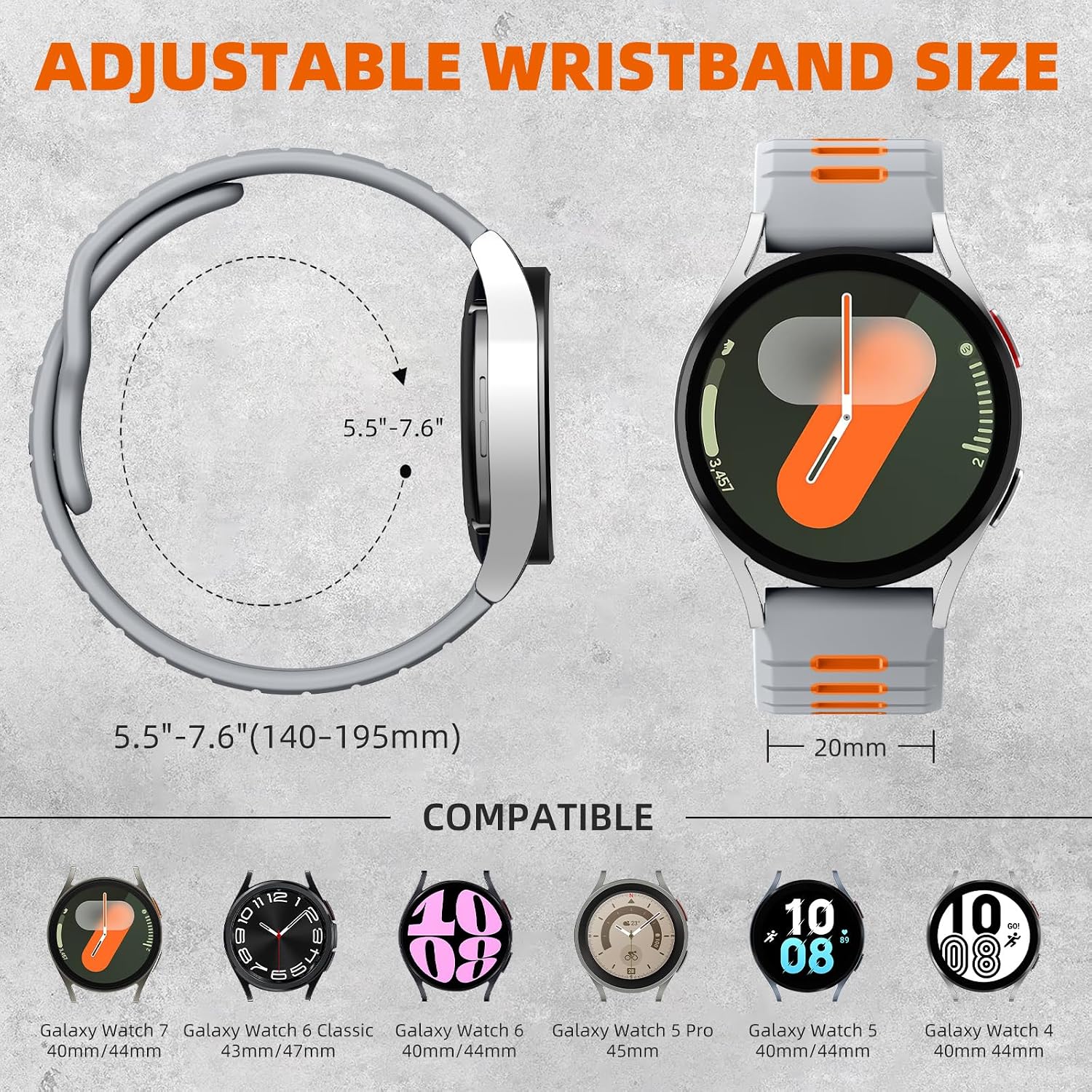 Thumbnail 4 de CeMiKa 20mm Rugged Silicone Strap for Samsung Galaxy Watch Series (40mm/44mm) – Two-Tone