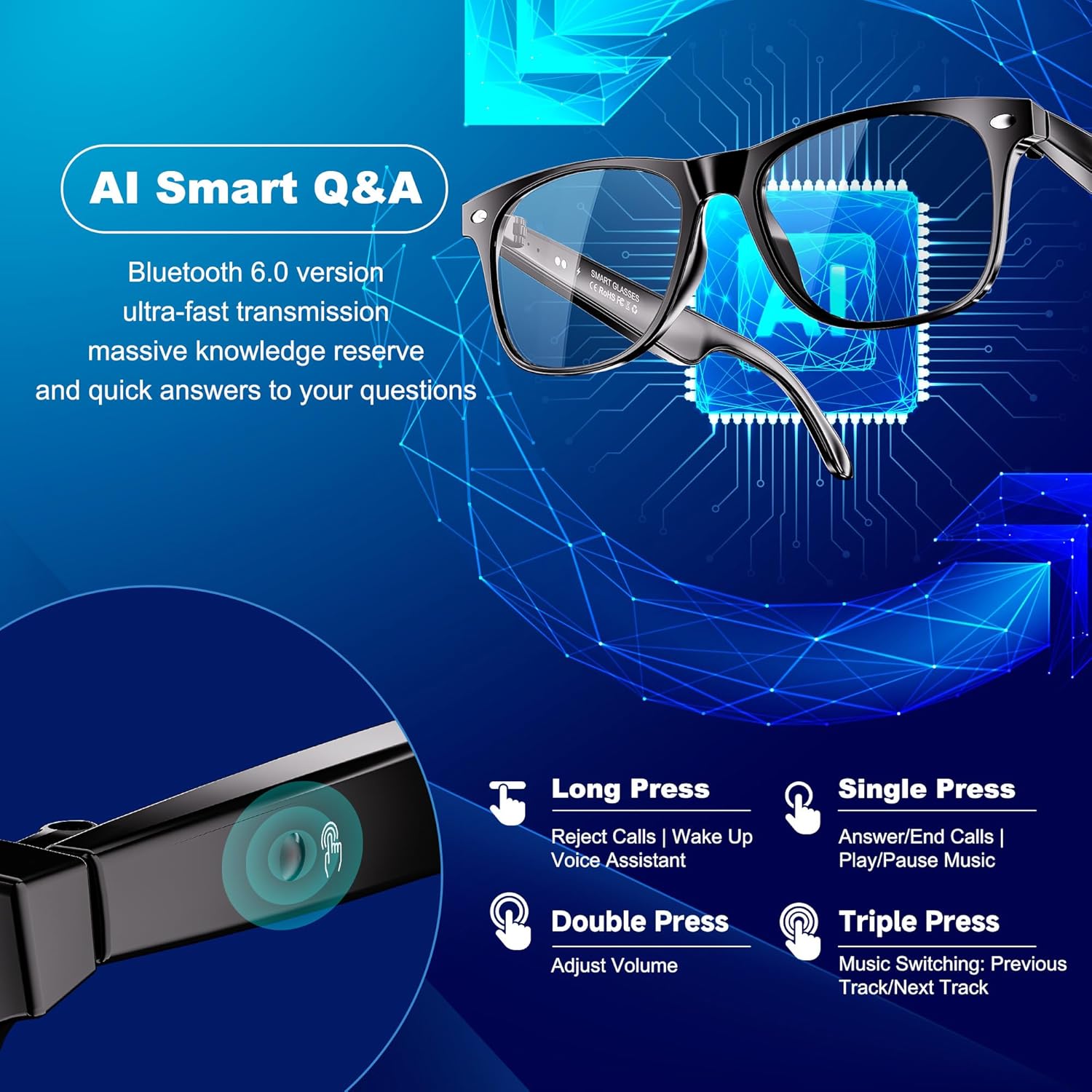 Detalle de ONKELYIM AI smart translation glasses