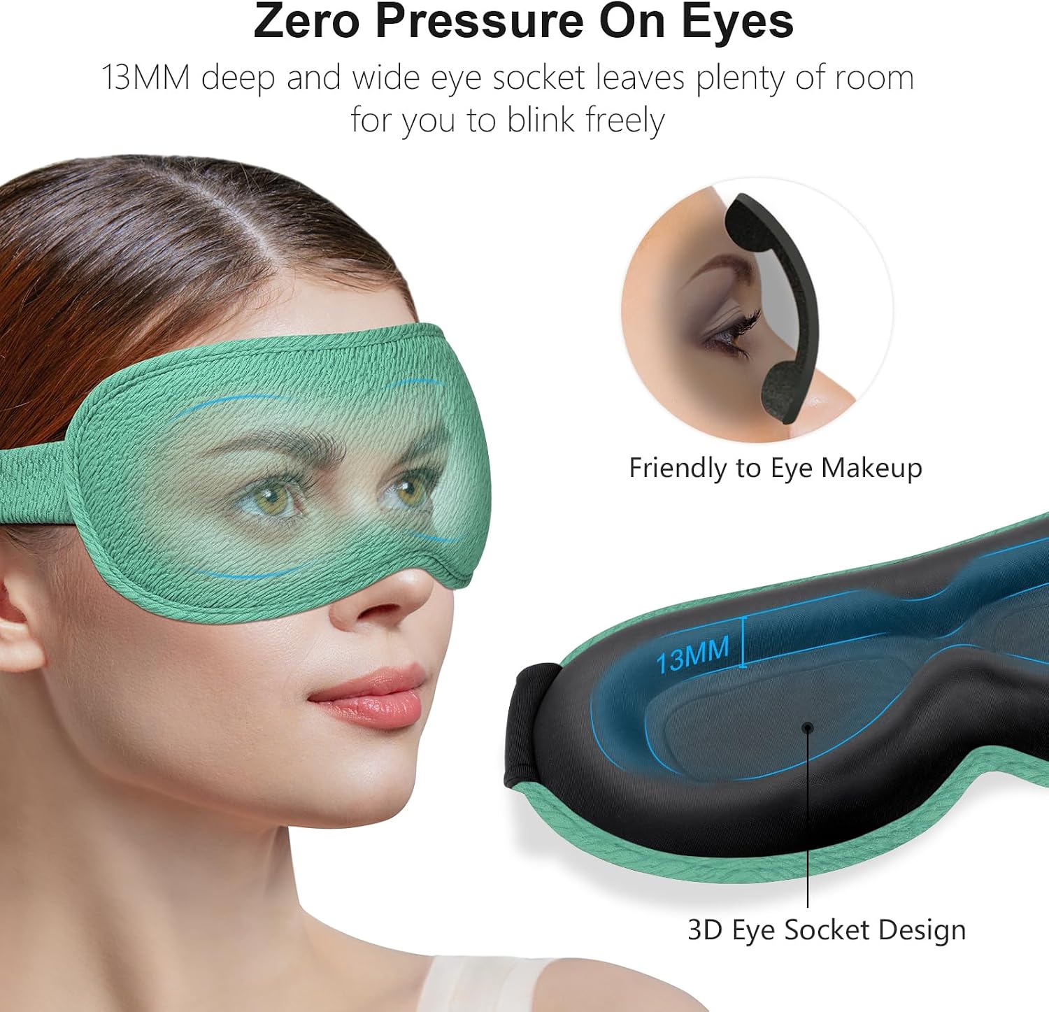 Detalle de Gritin 100% Blackout Sleep Mask Cyan