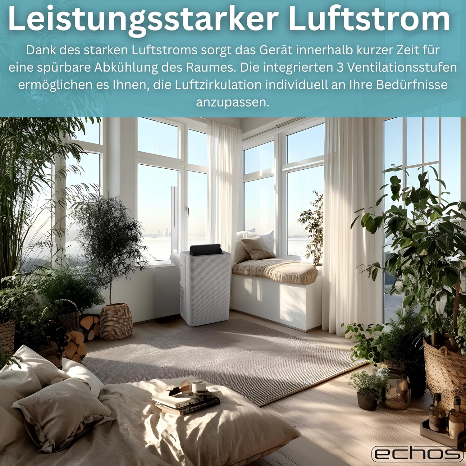 Thumbnail 5 de Echos® Mobile Klimaanlage 12.000 BTU – WLAN, Fensterabdichtung und 3-in-1 Kühlung