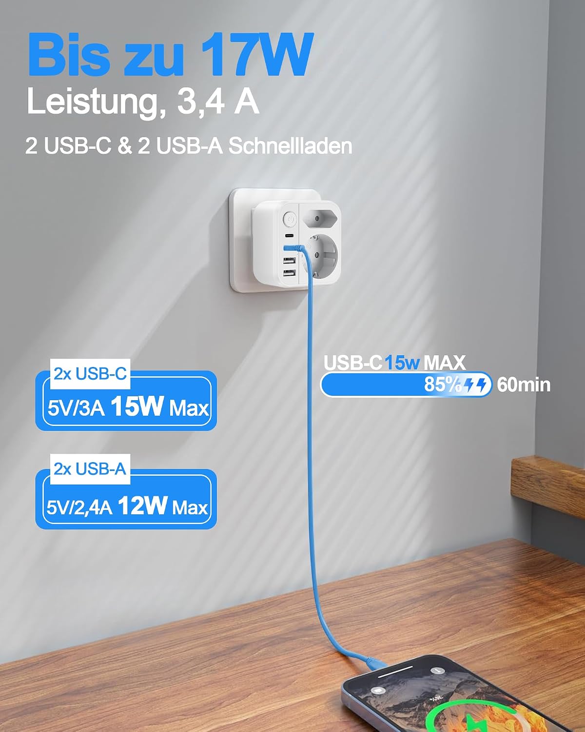 Detalle de Reiseadapter UK mit Schalter 3250W đ