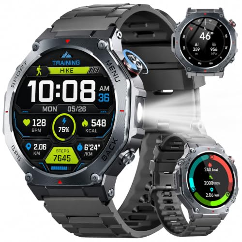 Detalle de Jugeman Smart Watch for Men with 1.43” AMOLED Display: Military-Grade, Dual-Mode GPS, 160+ Sports Modes and Clear Calls