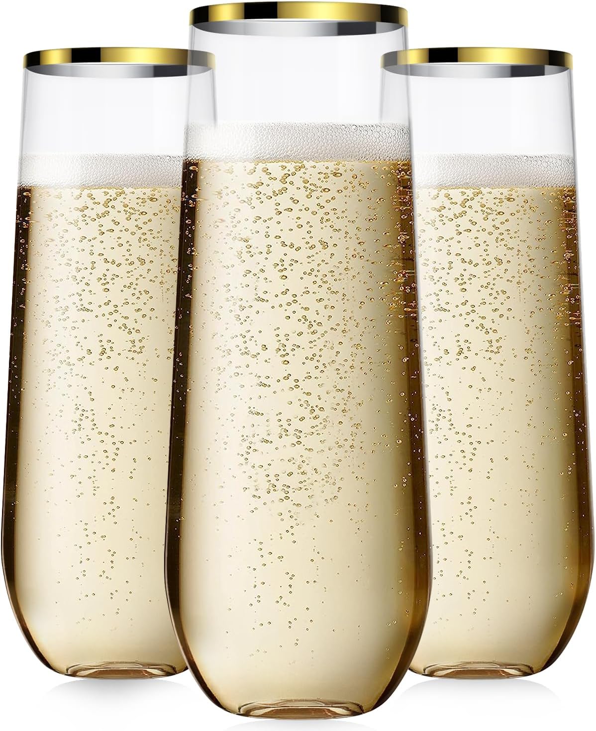 Imagen de Maaacute 24 Pack Champagne Flutes Plastic, 9 Oz – Gold Rim Stemless, BPA-Free & Shatterproof en OfertitasTOP