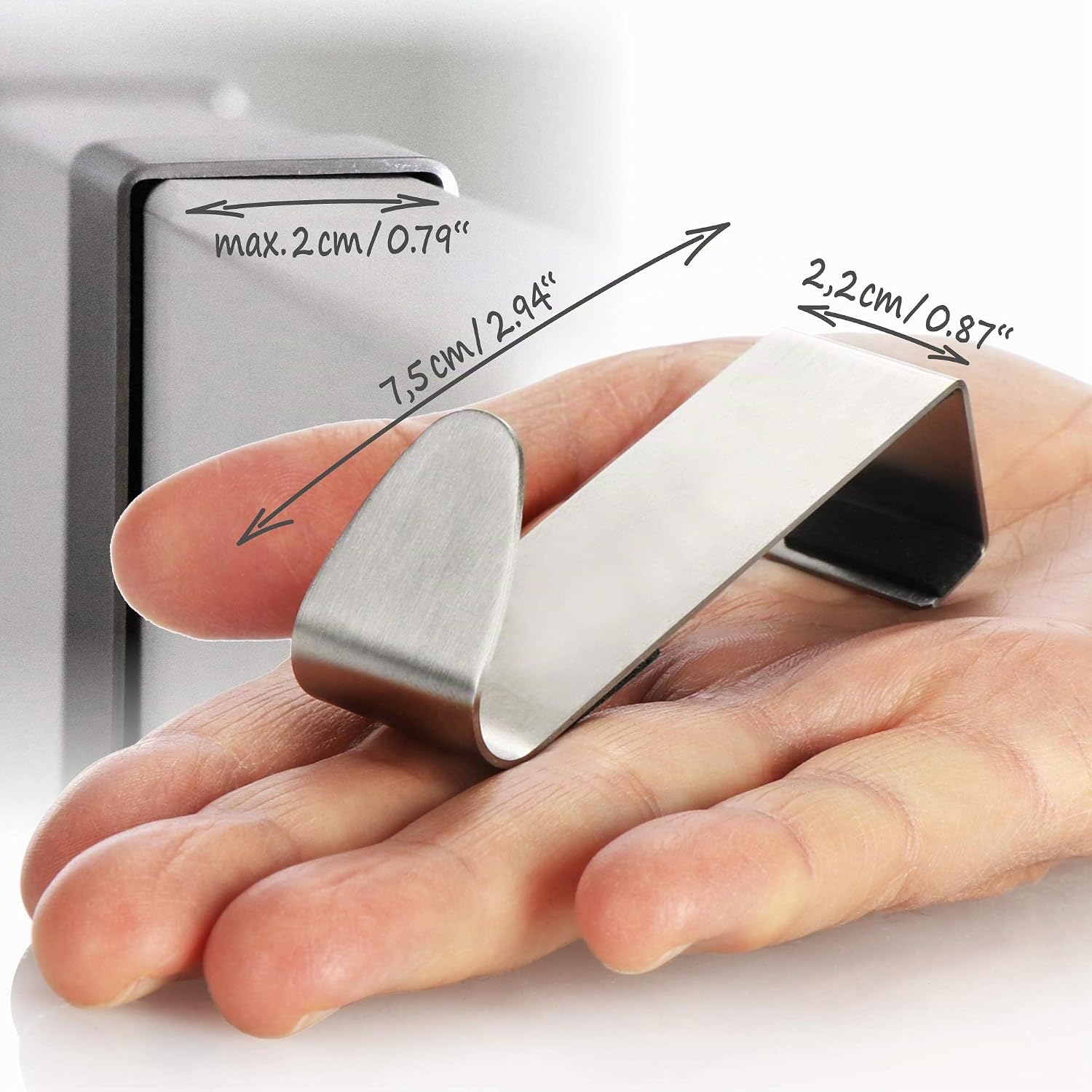 Thumbnail 5 de com-four® 4 Gancio per Porta in Acciaio Inox 7,5 cm – Ganci con protezione in schiuma