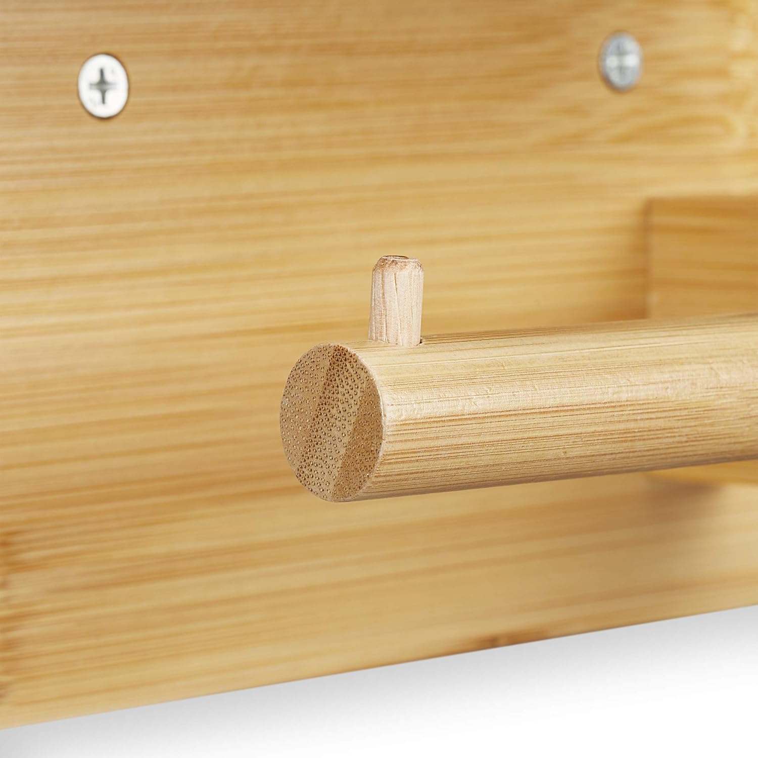 Detalle 2 de Relaxdays Porte-Papier Toilette en Bambou avec Espace de Rangement — 12x16x10,3 cm, Nature