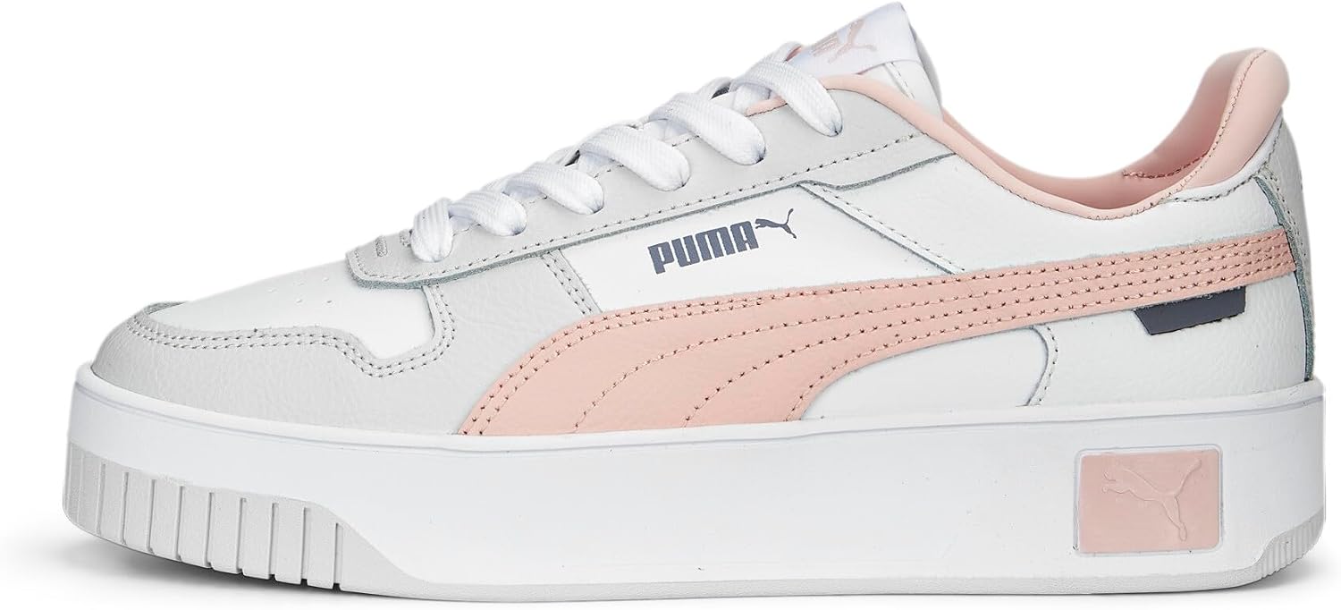 Detalle de PUMA Women Carina Street - Sneaker in pelle bianca con dettagli Puma Gold, taglia 38 EU