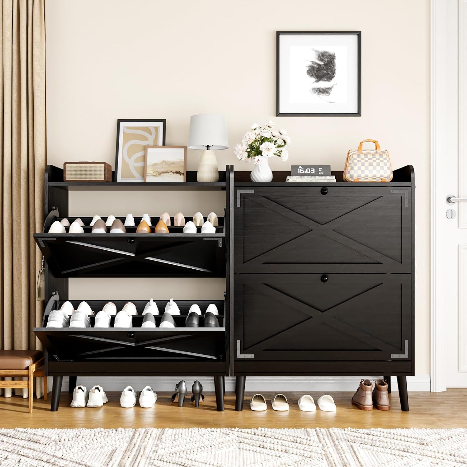 Thumbnail 6 de Wanfuder Shoe Cabinet with 2 Flip Drawers