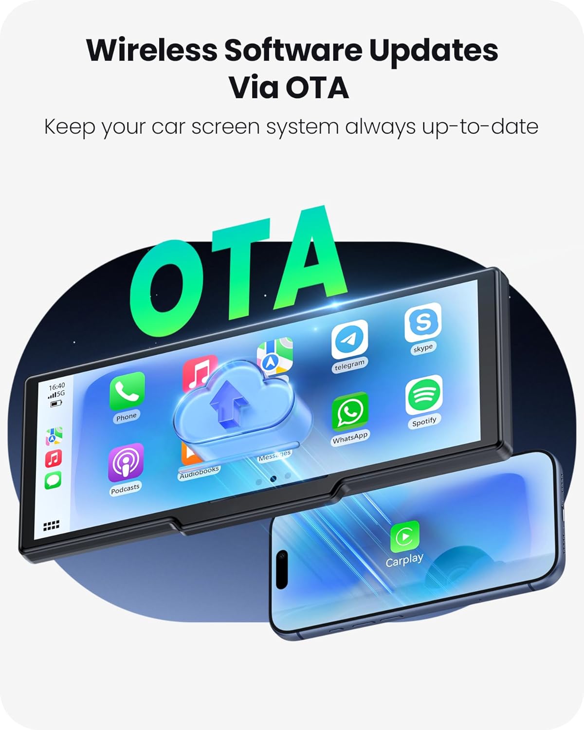 Thumbnail 4 de Avaett 9.26" Portable CarPlay Screen with 4K Dash Cam, HD Backup Camera and OTA Updates (UK)